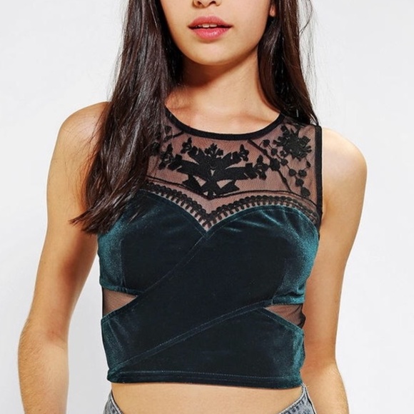 Urban Outfitters Tops - UO | STARING AT STARS Velvet and Lace Crop Top